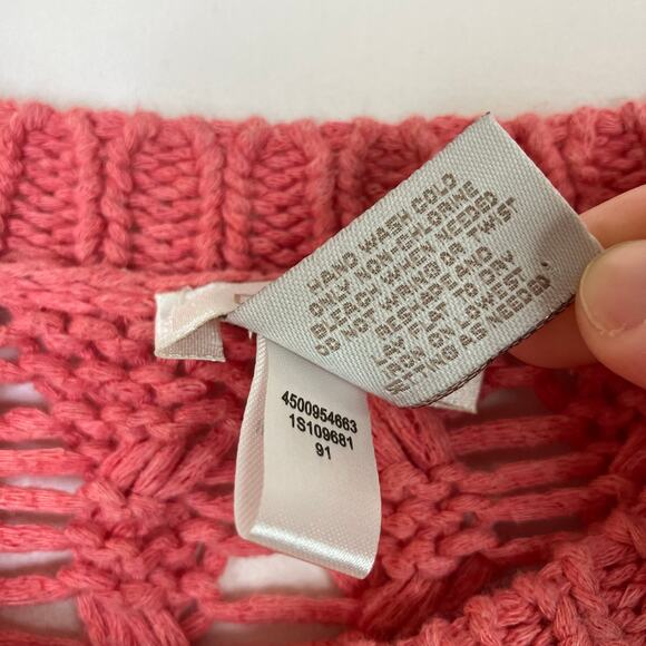 Chico's | Salmon Coral Pink Full Zip 3/4 Chunky Knit Sweater Chico's 2/US Large - Picture 4 of 4